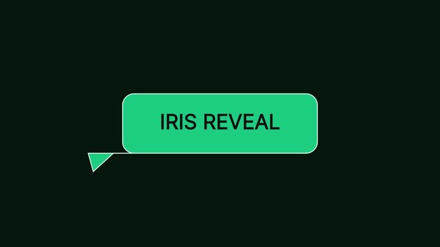 Minimalist green callout title animation with iris reveal effect for presentations and digital motion iris reveal