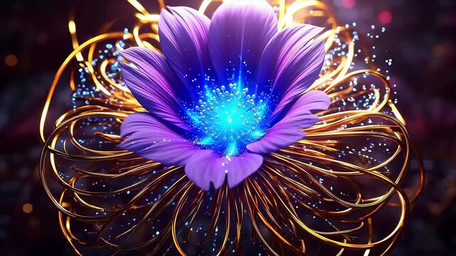 Digital technology purple future flower abstract background