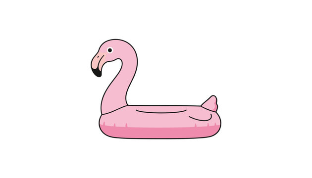 classic pink flamingo inflatable pool float is isolated on a clean white background, ready for summer fun.