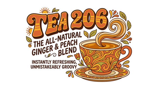 Retro Tea 206 Ginger Peach Blend: All-Natural, Groovy, Refreshing Drink