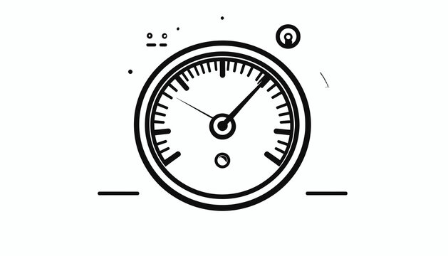A black and white speedometer gauge.