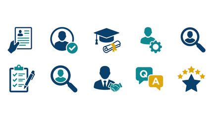 Fototapeta premium A set of professional human resources and recruitment icons