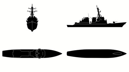 Arleigh Burke Class Guided Missile Destroyer Navy Ship Silhouette © Khalilrajput