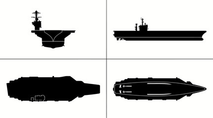 Nimitz Class Nuclear Powered Aircraft Carrier Navy Ship Silhouette © Khalilrajput