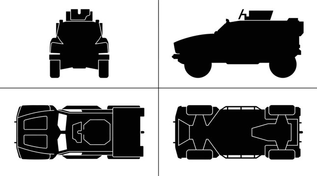 MRAP Mine Resistant Ambush Protected Armored Vehicle Silhouette