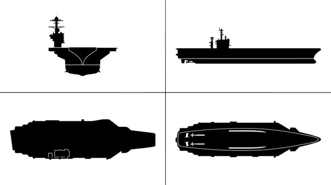 Nimitz Class Nuclear Powered Aircraft Carrier Navy Ship Silhouette