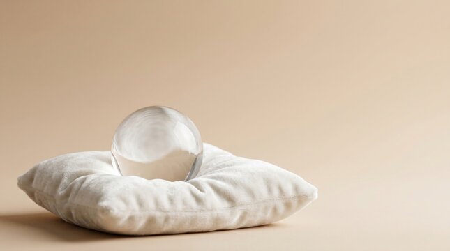 crystal glass ball white pillow