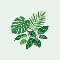 Tropical green leaves illustration on a light background © sunan