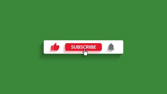 Animated Subscribe Button for Video Overlay. Like Subscribe Bell Notification Button, subscribe to the channel. Green Screen