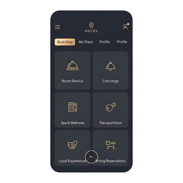 Mobile app interface for hotel reservations.