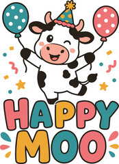 Fototapeta premium Cute Happy Moo Cow Vector