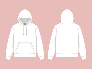 White hoodie mockup template with front and back views © dasiem