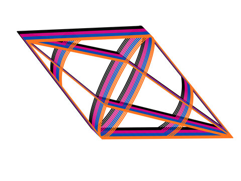 Geometric 3D Line Art Vector Set, Glitch Neon Tesseract and Impossible Cube Shapes for Modern Graphic Design