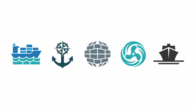 Ship Anchor Globe and Nautical Icons.