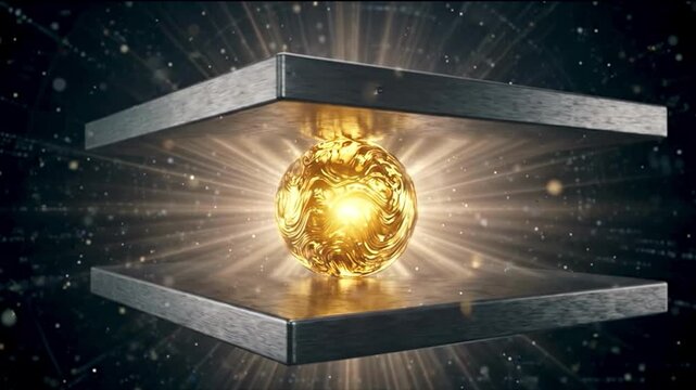 Two Symmetrical Polished Metallic Gold Sheets with Balanced Light Floating Core
