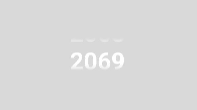 Minimalist Year Scrolling Sequence 2050 to 2070 on White Background Seamless Looping Timeline Animation for Corporate and Business Presentations