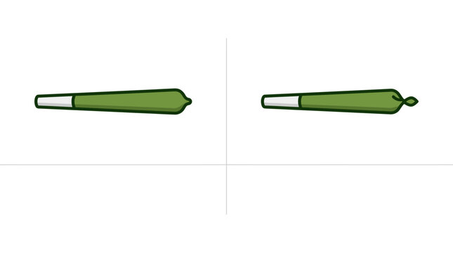 Two green pre-rolled joints on a white background
