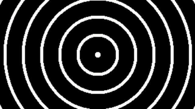 Concentric circles radiating outwards from a central point on a black background.
