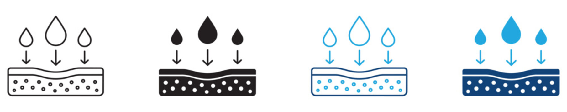 Absorbent layer icon water absorption symbols for hygiene products and medical applications. Vector illustration.