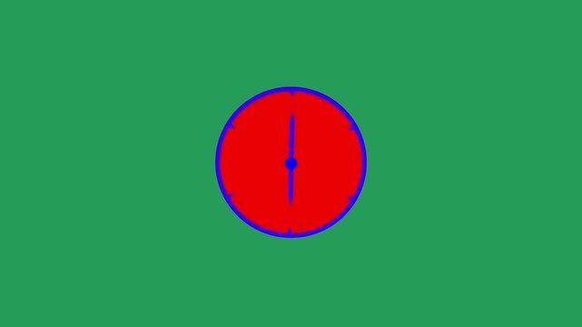 Clock spinning, watch animation on transparent background green alpha channel. Clock icon flat style 24 hours day fast speed with moving timer clock rotation ant 4k video 