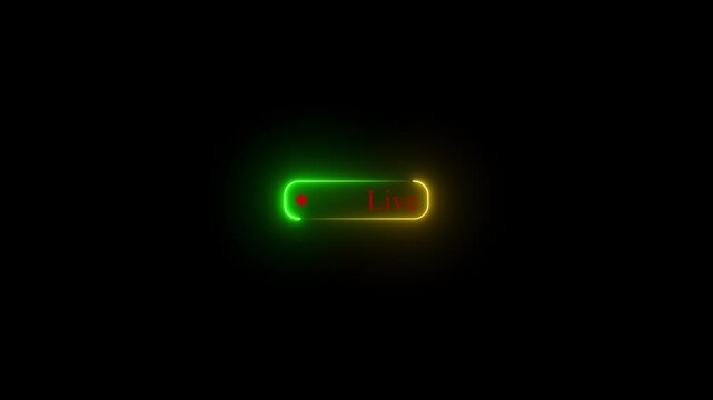simple live streaming icon animation with transparent background, black whit button live streaming animation symbol