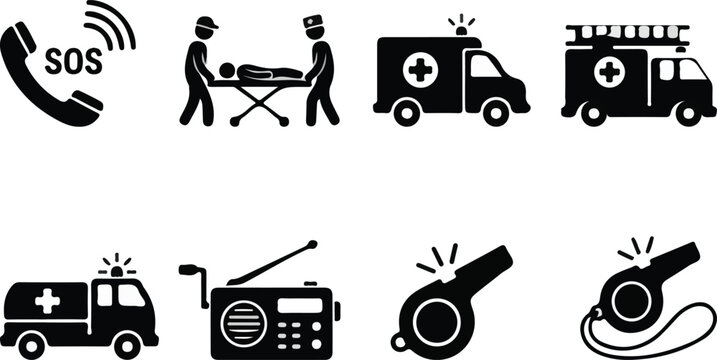 Emergency Medical Services and Rescue Icon Set