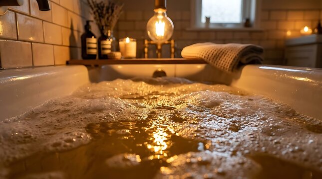 Warm Bubbles in a Cozy Bathtub, Inviting Relaxation