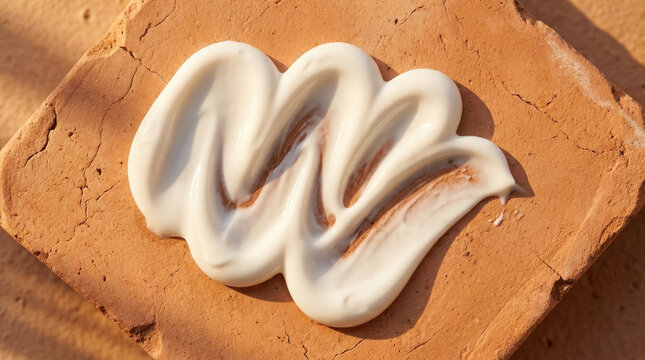 Sunscreen lotion swirled textured surface, showcasing its creamy consistency and sun protection