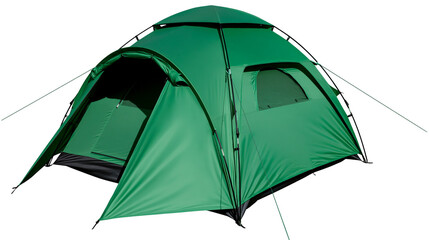 Green dome camping tent with windows and rainfly © Lubos