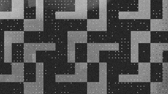 Monochrome geometric pattern gray angular shapes repeating textured grid dark light squares, textured background 4k.
