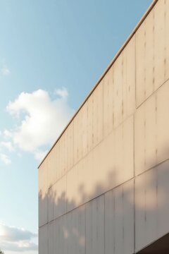 Fachada de piedra de m&iacute;nima rugosidad, luz natural, textura de poca profundidad, est&eacute;tica editorial limpia