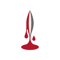 Fototapeta premium A sharp metal blade dripping with thick red blood