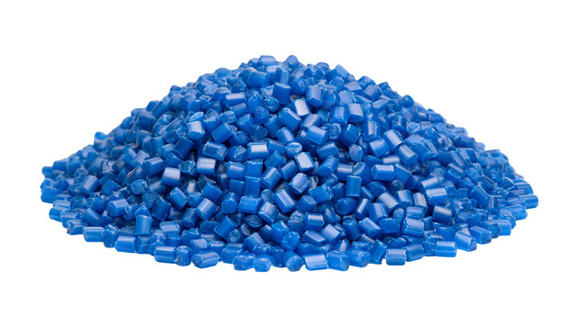 Pile of blue plastic pellets