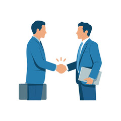 Obraz premium Two businessmen shaking hands in formal suits