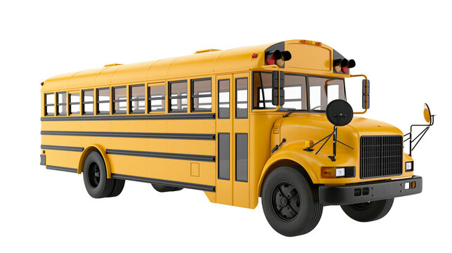 Yellow school bus with black stripes and windows