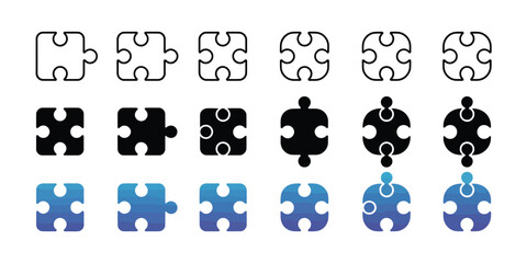 Obraz premium Colorful puzzle piece icons set in flat design