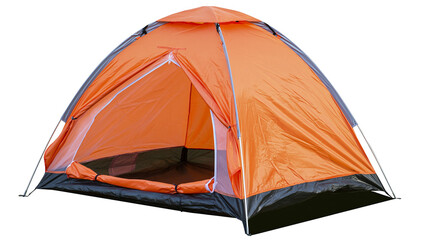 Orange dome camping tent with gray accents and mesh window © Elvin