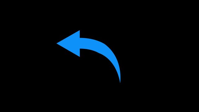 Blue curved arrow animation pointing left, minimalist ui for digital interface motion