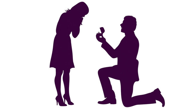 Man proposing marriage to woman with engagement ring box