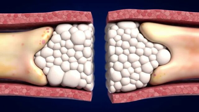 CGI Animation of Microscopic Callus Formation Between Two Bone Fragments Showcasing Healing and Tissue Regeneration in Medically Relevant Detail