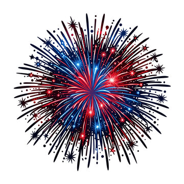 Fireworks explosion color in red, white, and blue for July 4th  