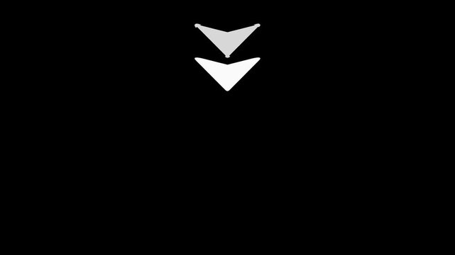 Minimalist loading animation with pulsing arrow on black background, cursor interface