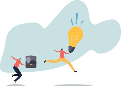 Stealing idea or plagiarism, piracy on intellectual property or infringement . human life and situation.vector illustration.