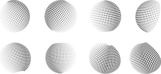 Abstract Halftone Dot Sphere Collection 3D Optical Illusion Vector Set © Yousha Jajan
