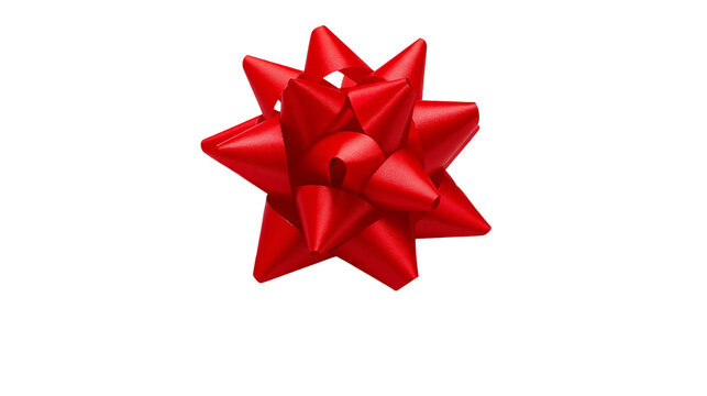 Red satin gift bow with multiple loops and points