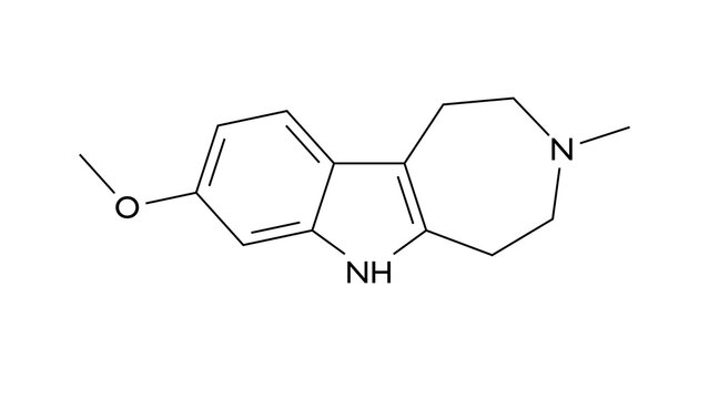 tabernanthalog molecule, structural chemical formula, ball-and-stick model, isolated image non-hallucinogenic psychoplastogen