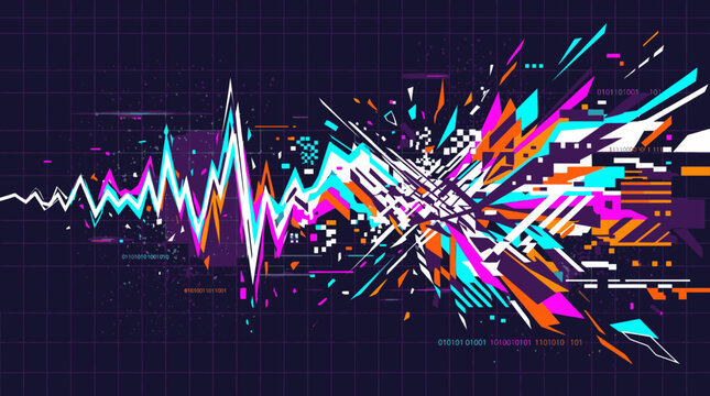 Colorful Digital Waveform Explosion of Abstract Audio Energy.