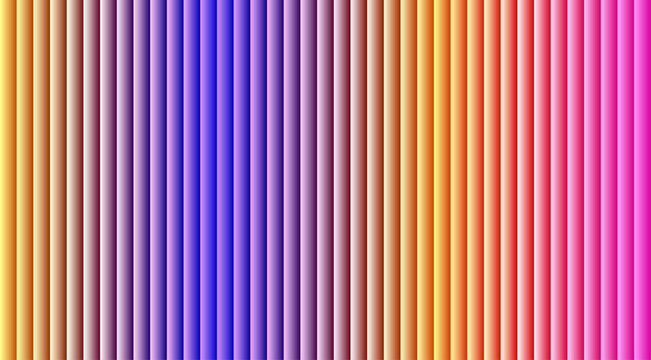 Vertical color gradient background, with parallel stripes, in shades of, yellow, orange, purple, and pink, seamless, linear pattern