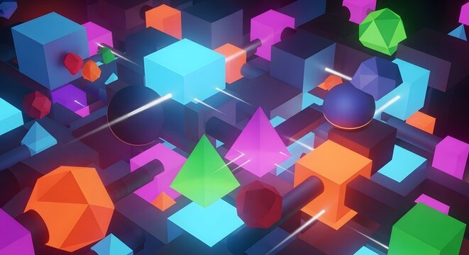 Geometric Shapes And Lines A Colorful Vector Illustration geometry cubes spheres