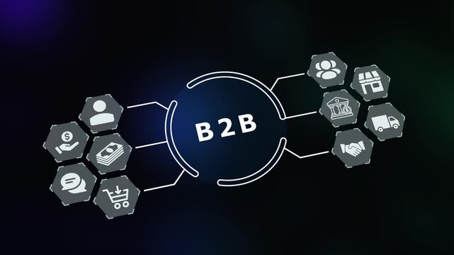 B2B e-commerce platform concept banner with business network connection icons